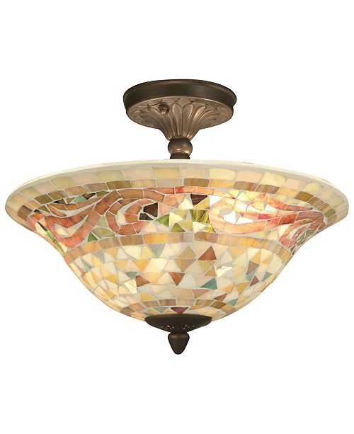 Mosaic Art Glass Semi Flush Ceiling Fixture