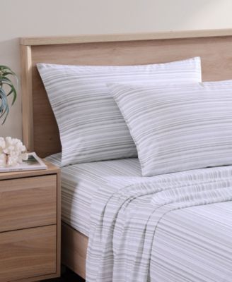 Tommy Bahama Home Kahanu Stripe Cotton Percale Sheet Set Collection Bedding In Open Gray