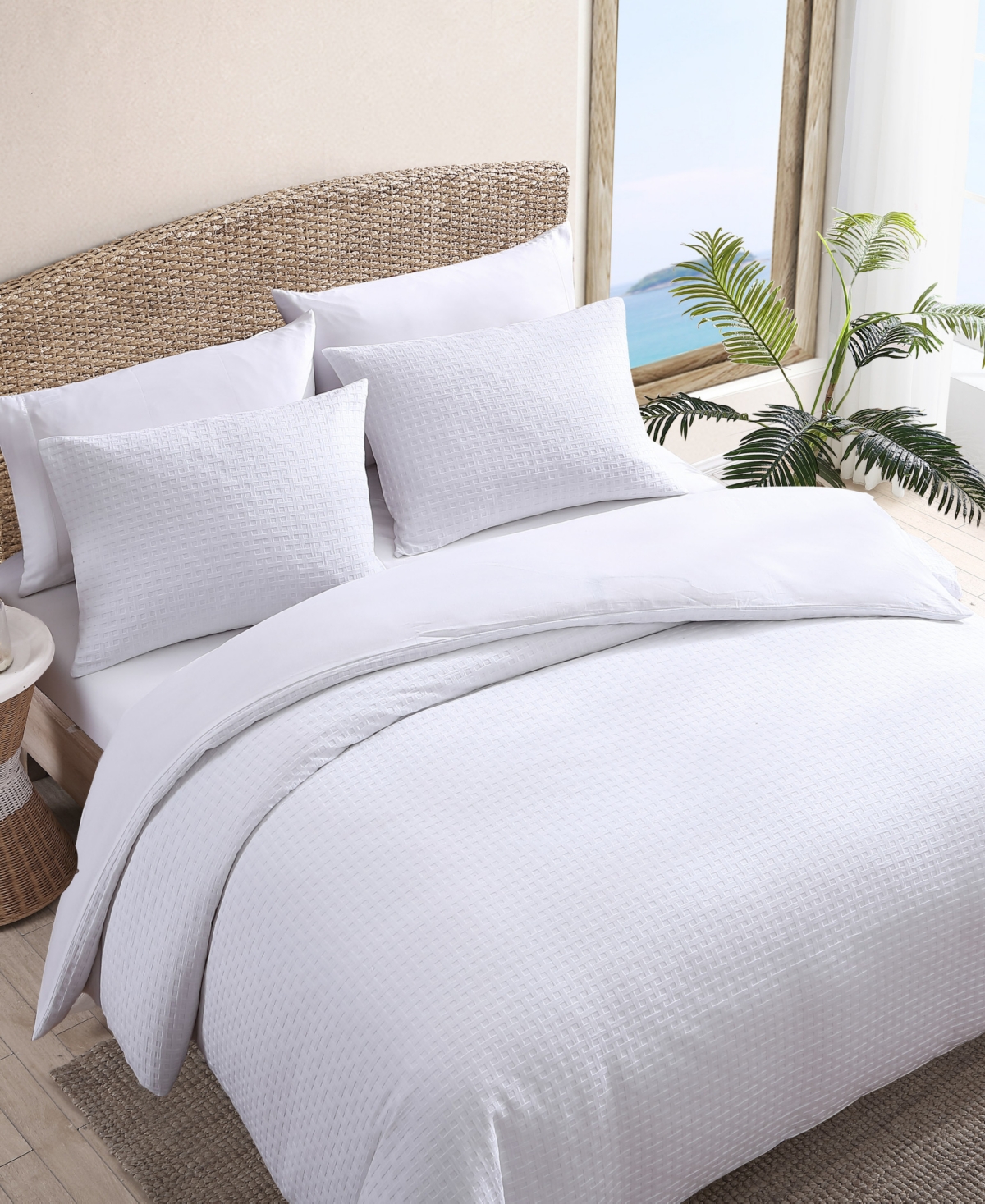 Tommy Bahama Home Basketweave Solid 4 Piece Duvet Cover Set
