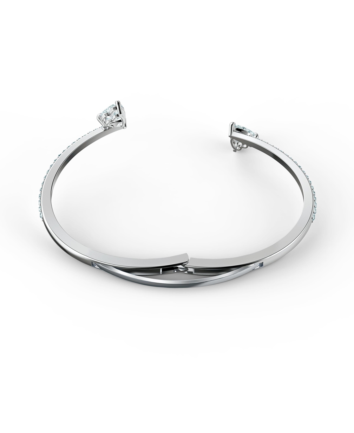 Swarovski Attract Soul Heart Rhodium Plated Bangle - Silver-Plated