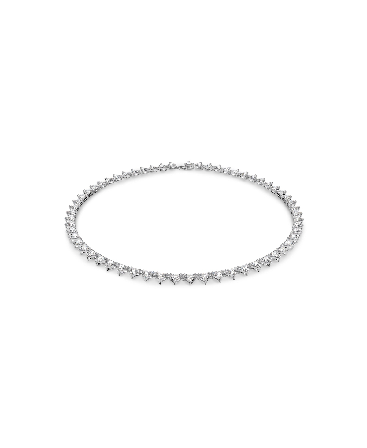 Shop Swarovski Ortyx Triangle Cut Rhodium Plated Necklace In Silver