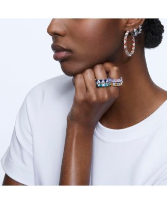 Swarovski Ortyx Cocktail Triangle Cut Rhodium Plated Ring - Macy