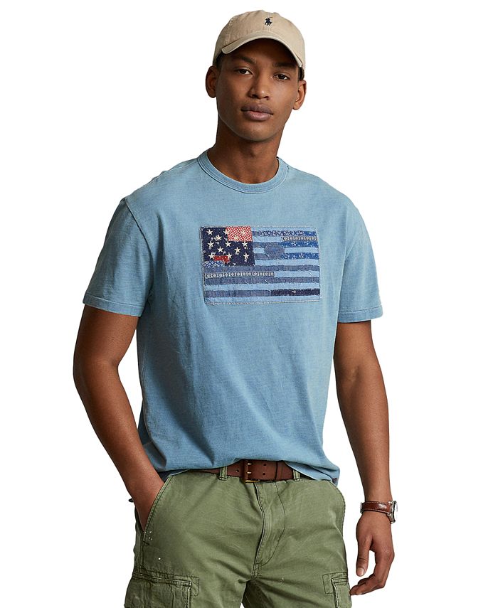 Polo Ralph Lauren Classic Fit Indigo Flag T-Shirt & Reviews - T-Shirts -  Men - Macy's