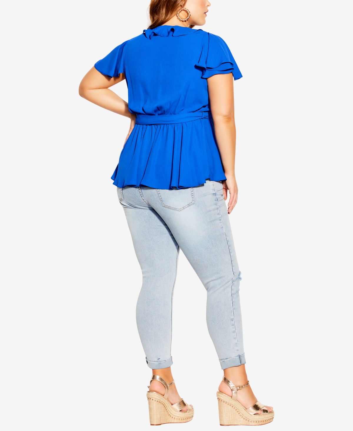 City Chic Women's Wrap Frills Short Sleeve Top