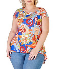 Plus Size Floral High Low Tunic