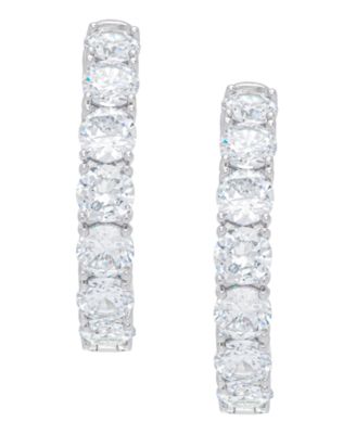 Women's Fine Silver Plated Cubic Zirconia Hoop Earrings
