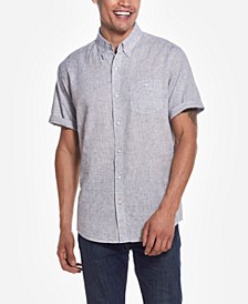 Men's Linen Blend Short Sleeve Button Down Shirt