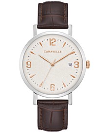 Men's Brown Leather Strap Watch 39mm
