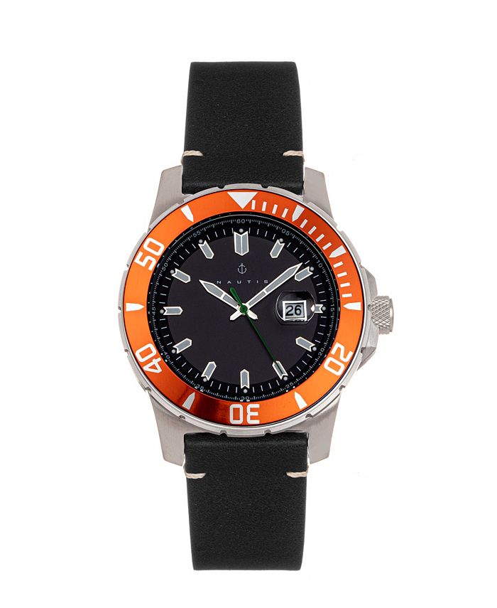 Nautis Dive Pro 200 Black or Brown Genuine Leather Band Watch