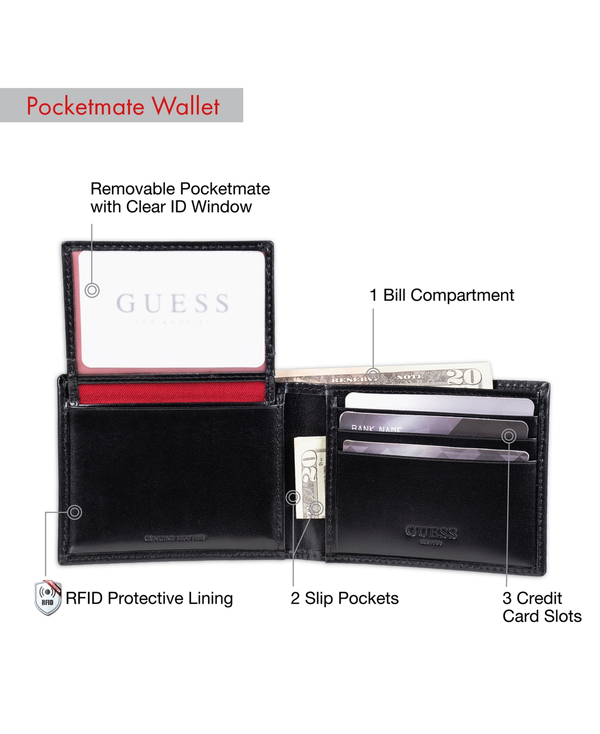 Guess Men's Rfid Chavez Passcase Black Smart Closet