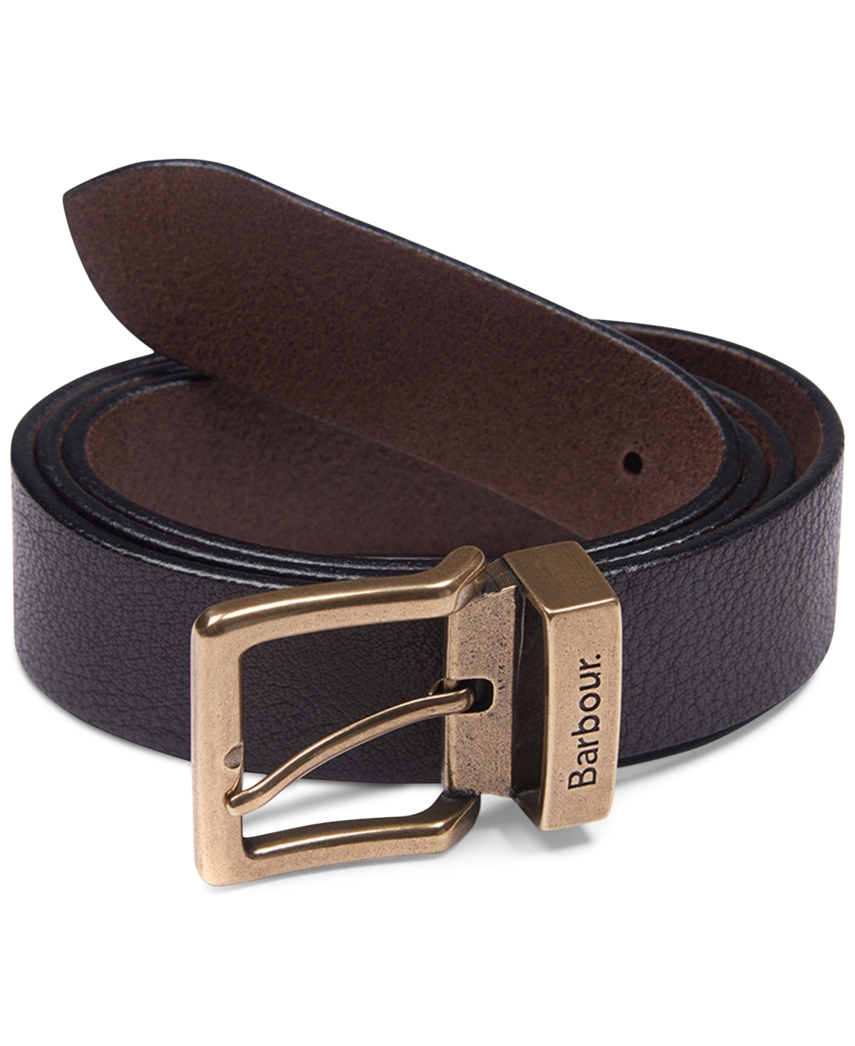 Shop Barbour Men's Blakely Leather Belt In Dark Brown