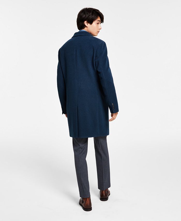 Tommy Hilfiger Men's Addison Wool-Blend Trim Fit Overcoat - Macy's