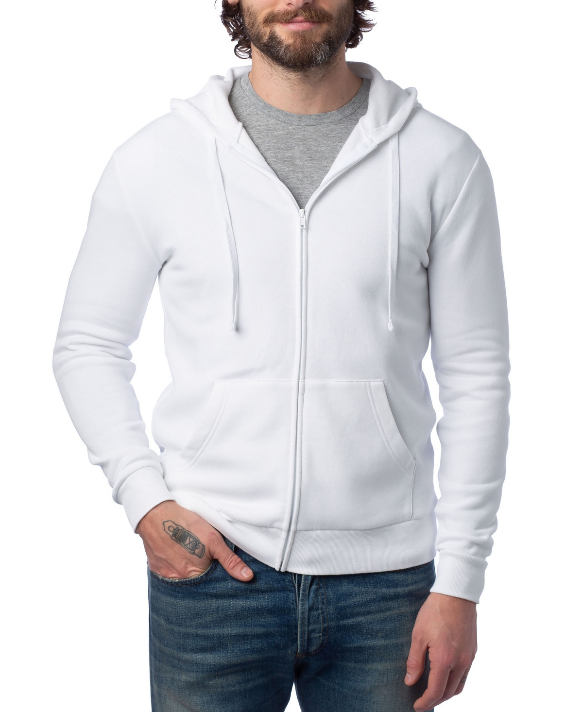 Alternative Apparel Men's Cozy Zip Hoodie In White