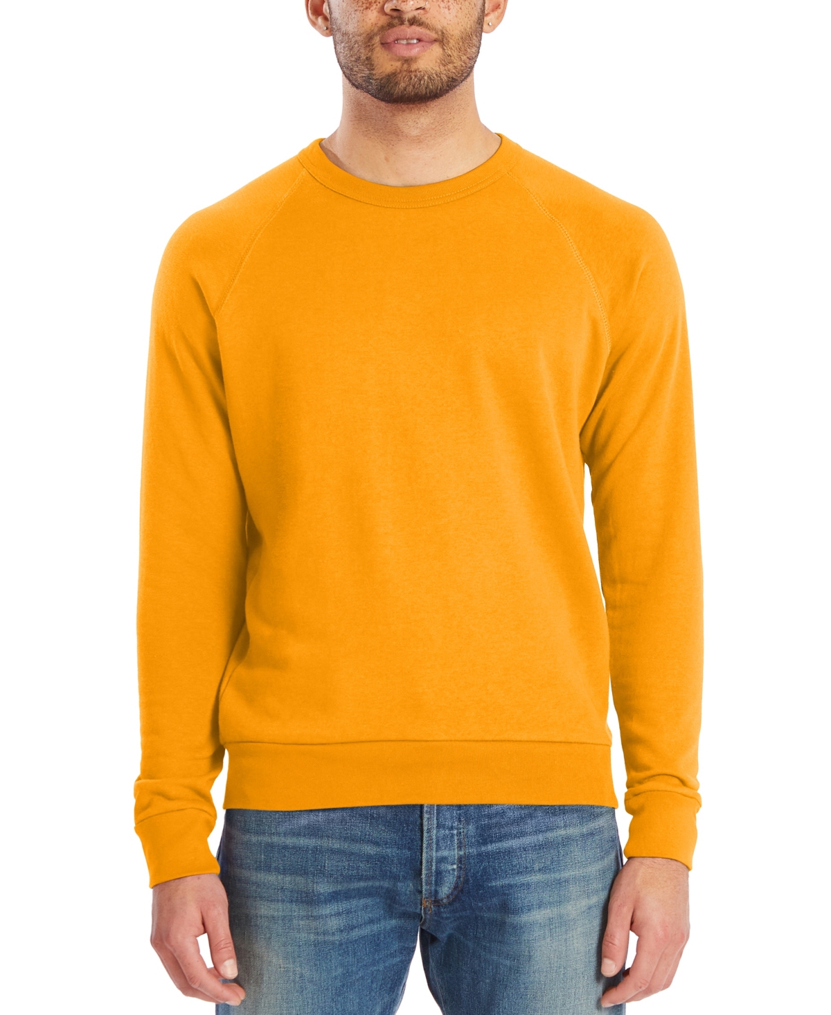 Shop Alternative Apparel Men's Washed Terry Challenger Sweatshirt In Stay Gold