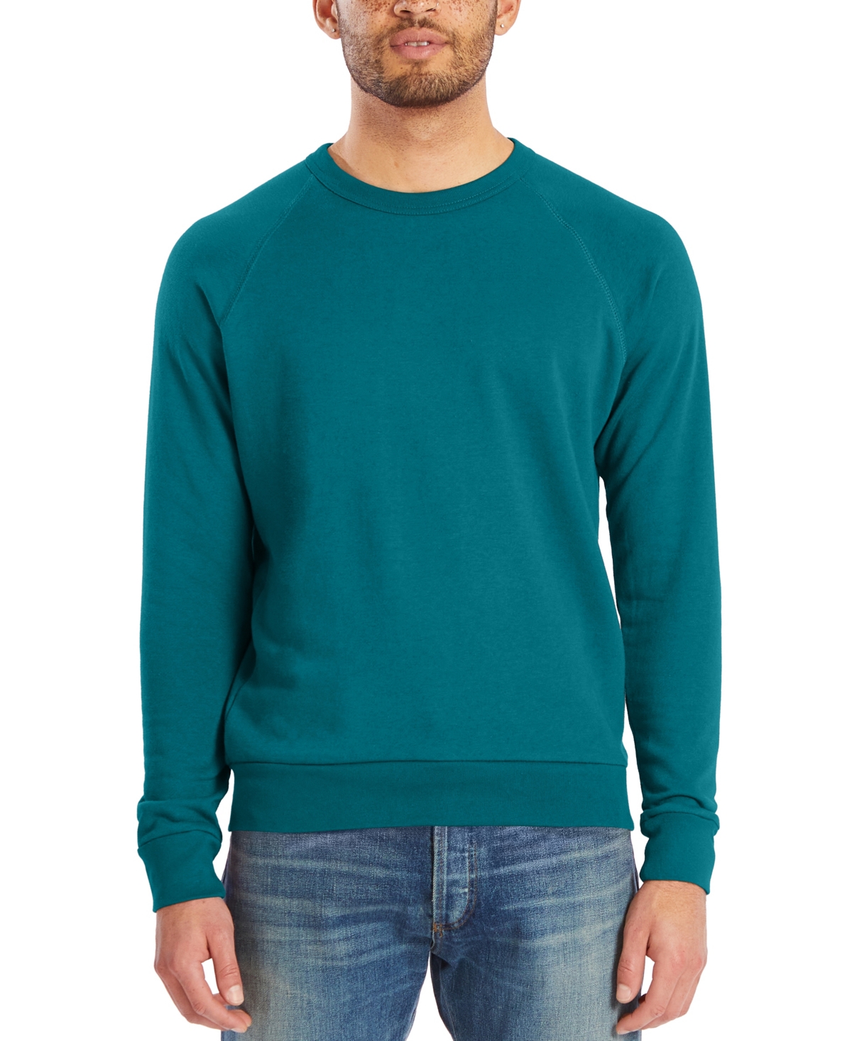 Shop Alternative Apparel Men's Washed Terry Challenger Sweatshirt In Dark Teal