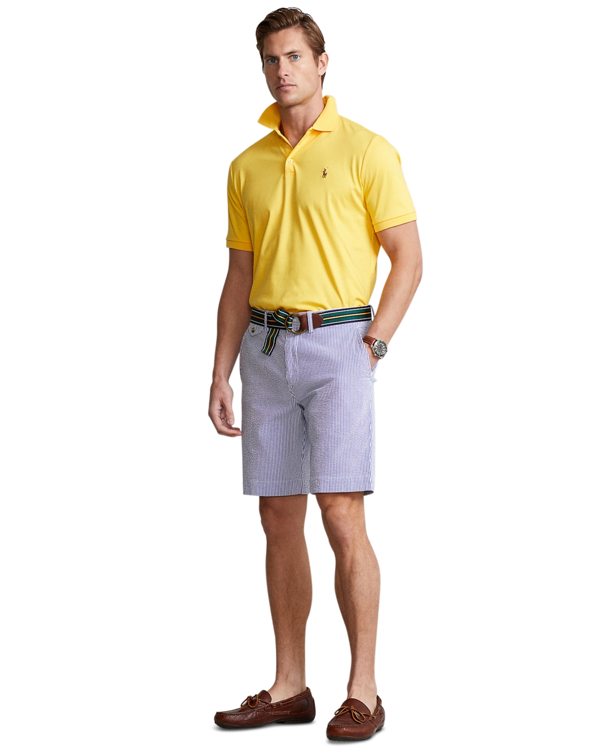 Shop Polo Ralph Lauren Men's 9-1/4-inch Stretch Classic-fit Seersucker Shorts In Blue Seersucker