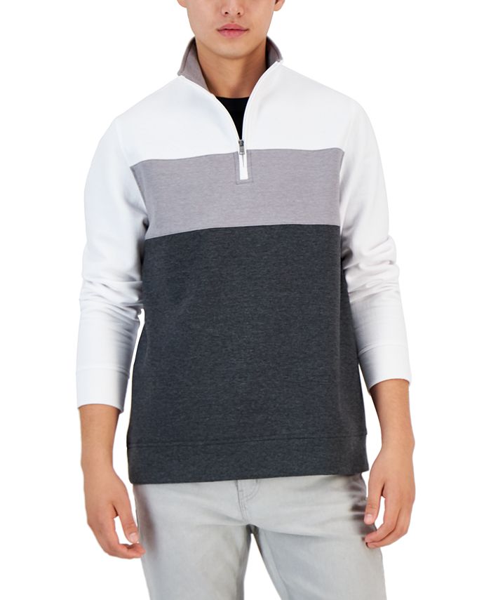 Club Room Men's Colorblocked Quarter-Zip Fleece Sweatshirt