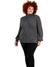 Plus Size Ribbed Turtleneck Sweater, Created for Macy's