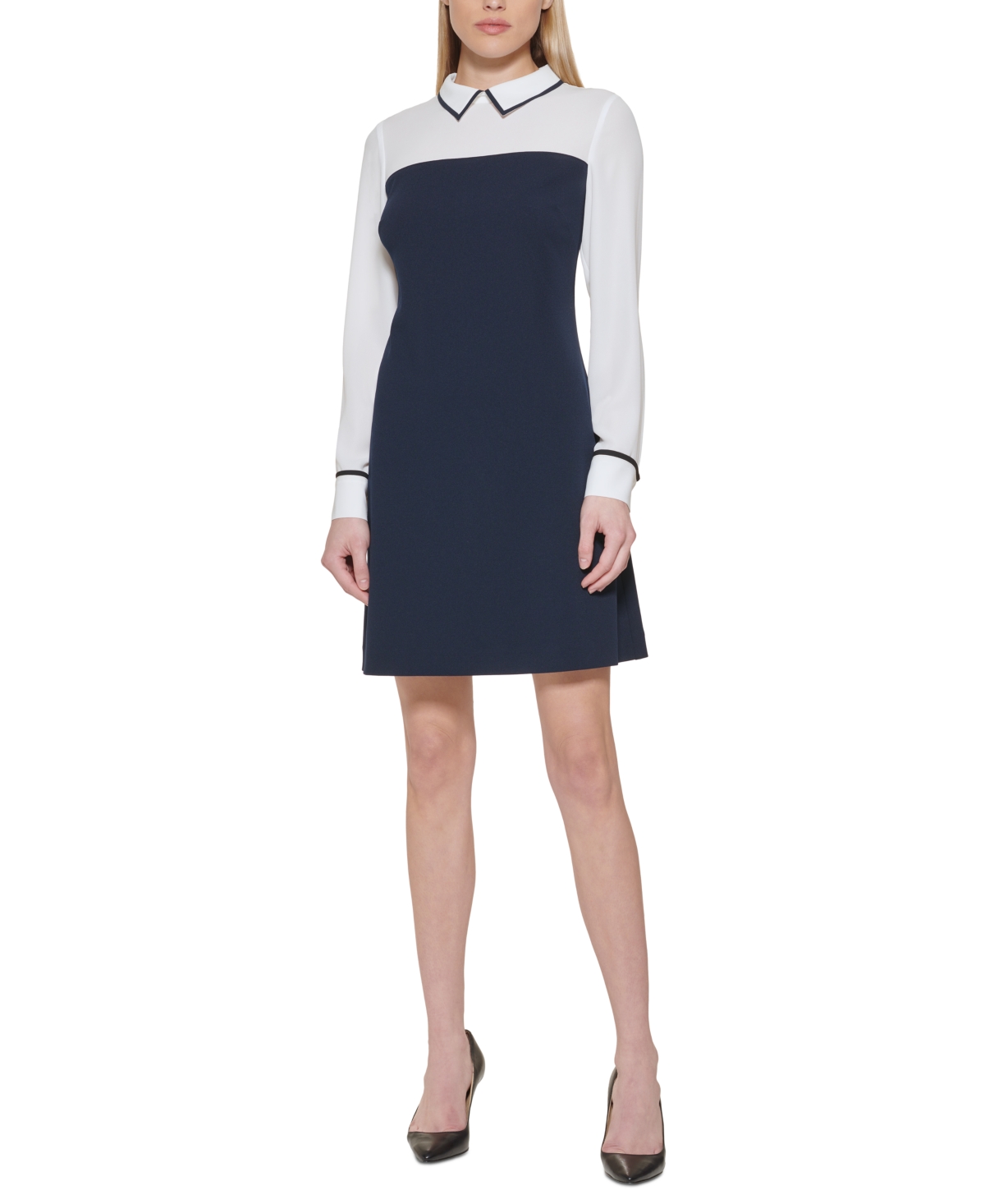 Tommy Hilfiger Women's Collared Sheath Dress In Sky Captain