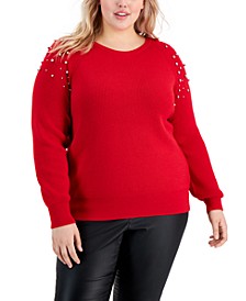 Plus Size Embellished Sweater, Created for Macy's