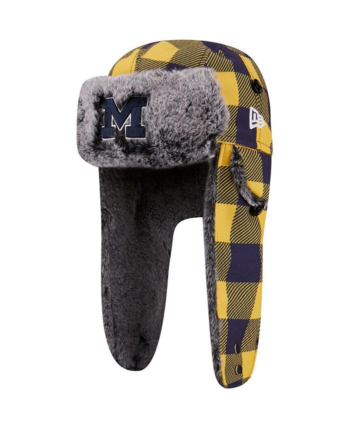 New Era Men's Navy Michigan Wolverines Plaid Trapper Hat Macy's