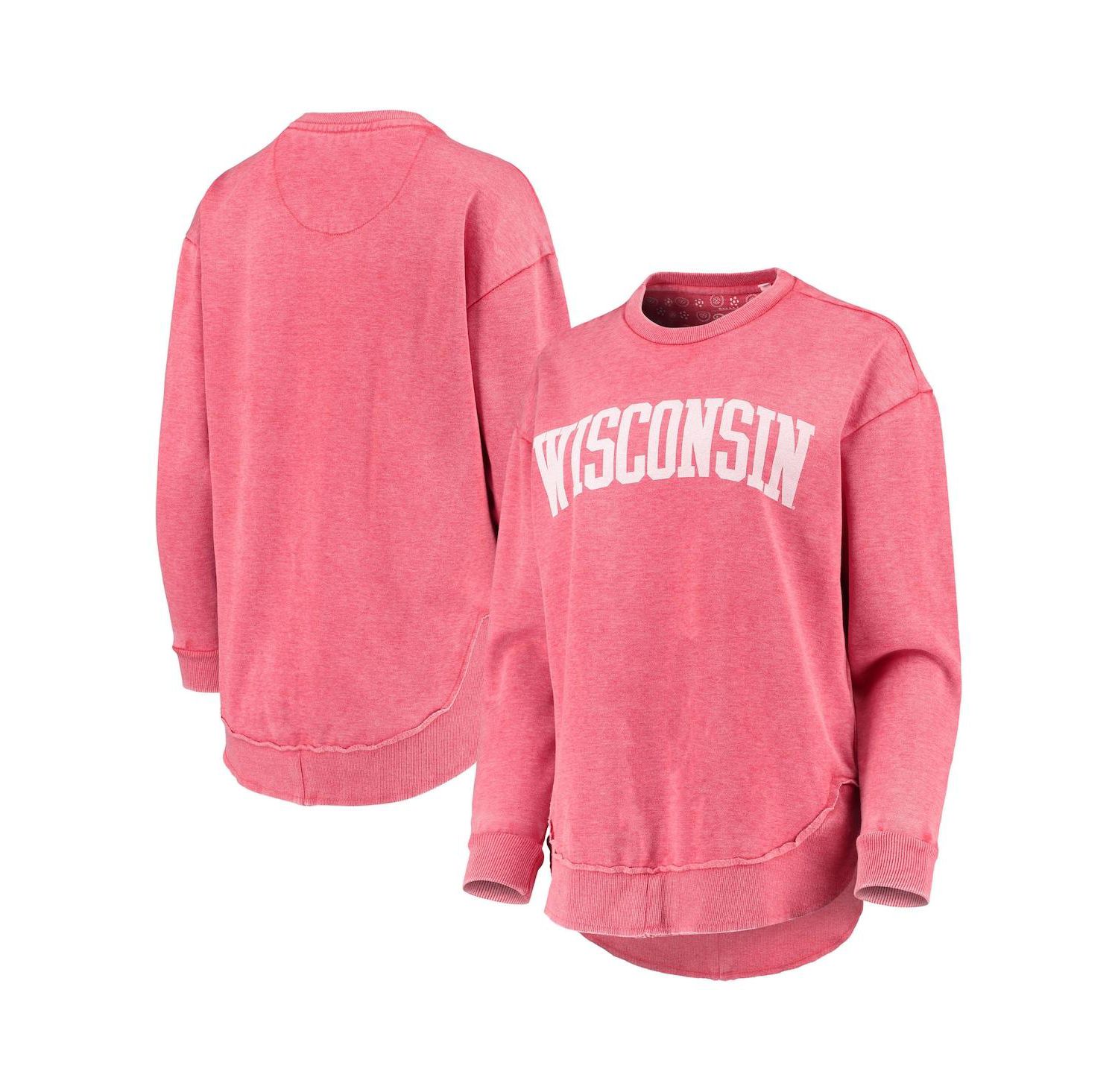 Women's Red Wisconsin Badgers Vintage-Like Wash Pullover Sweatshirt