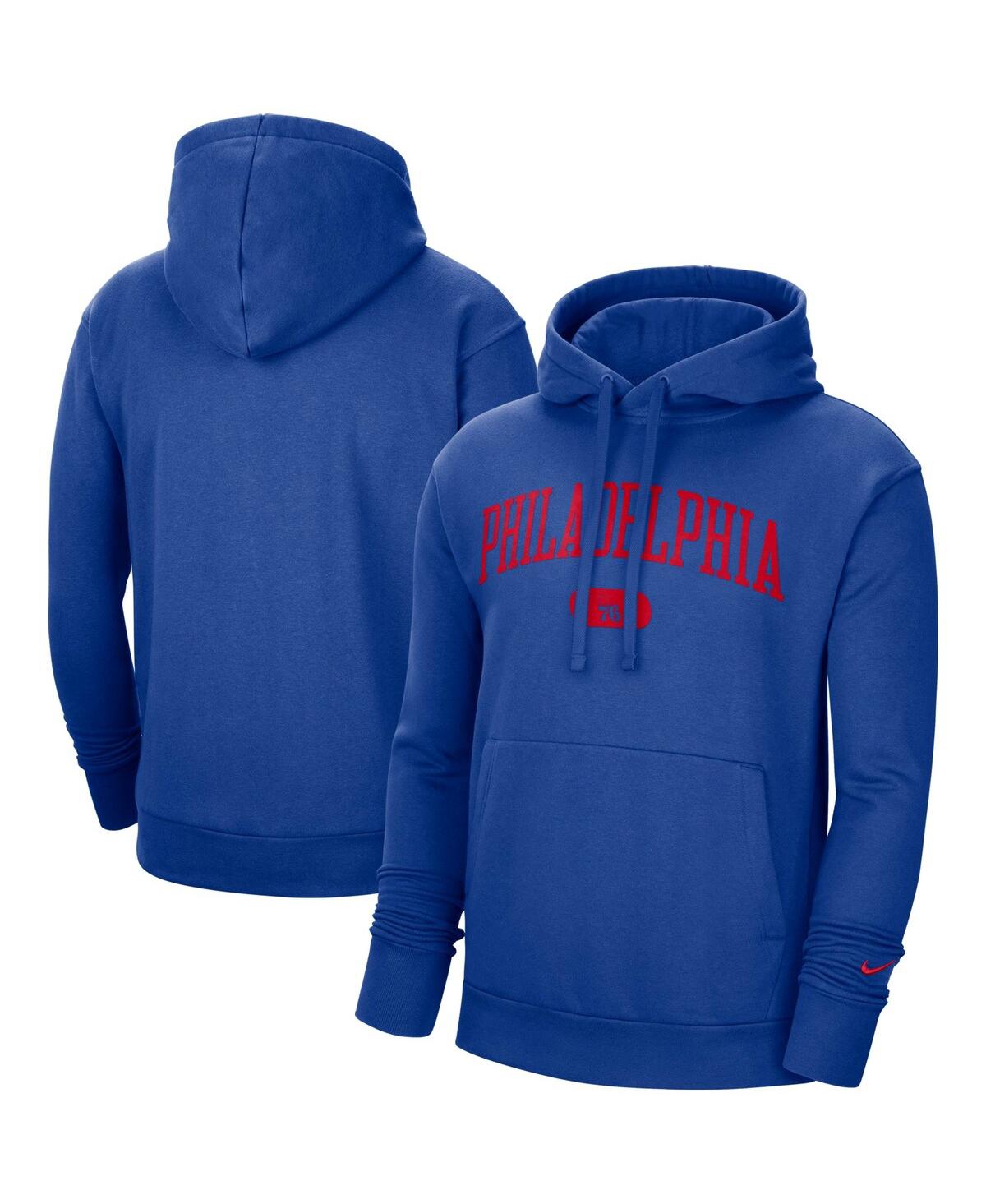 Shop Nike Men's  Royal Philadelphia 76ers Heritage Essential Pullover Hoodie