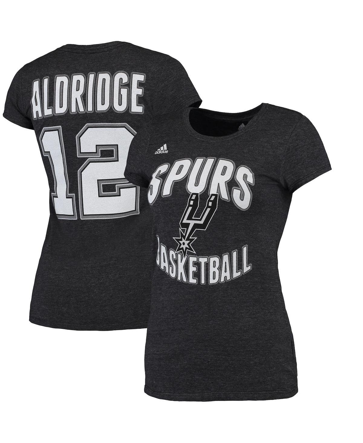 Shop Adidas Originals Women's Adidas Lamarcus Aldridge Black San Antonio Spurs Name & Number T-shirt
