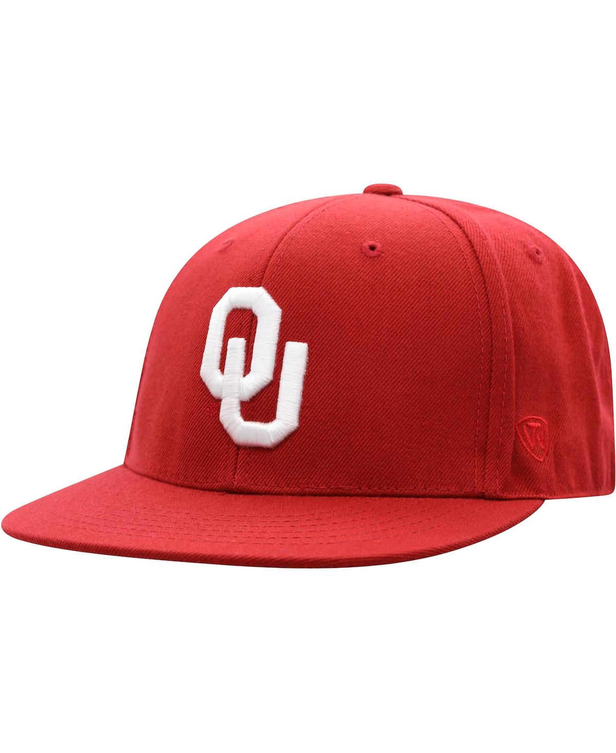 Shop Top Of The World Men's  Crimson Oklahoma Sooners Team Color Fitted Hat