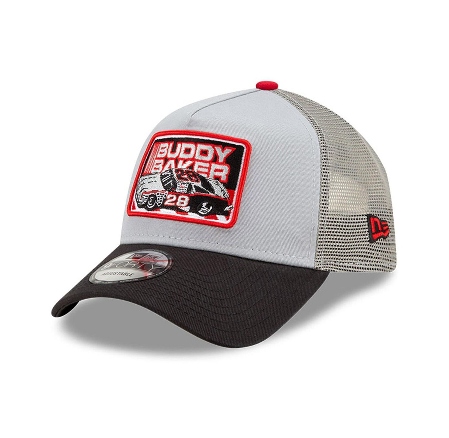 Men's Black, Gray Buddy Baker Legends 9Forty A-Frame Adjustable Trucker Hat