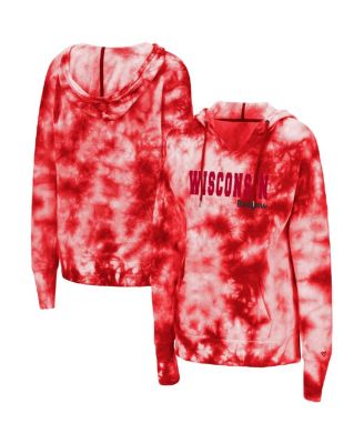 Women's Red Wisconsin Badgers Shavonee Tie-Dye Pullover Hoodie