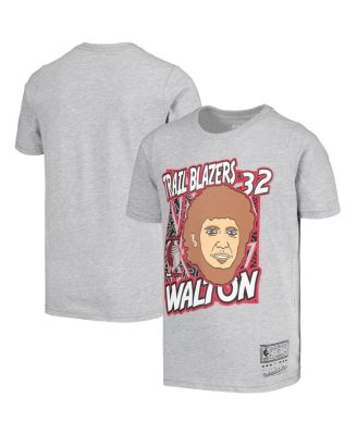 Big Boys Bill Walton Gray Portland Trail Blazers Hardwood Classics King of the Court Player T-shirt