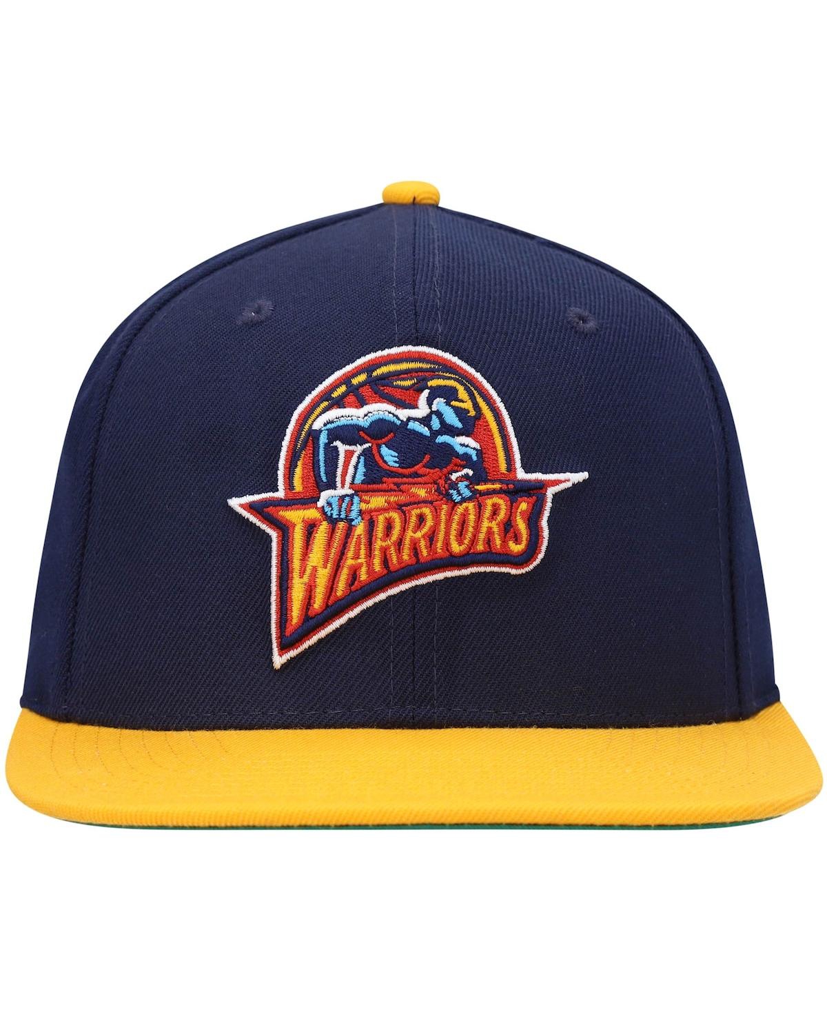 Shop Mitchell & Ness Men's  Navy, Gold Golden State Warriors Hardwood Classics Team Two-tone 2.0 Snapback  In Navy,gold