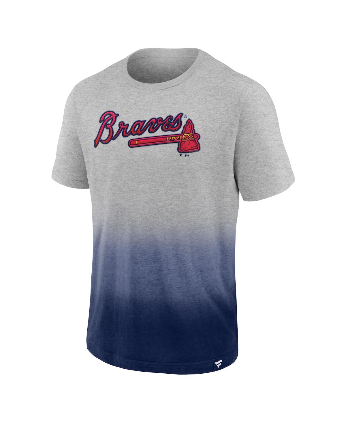 Men's Atlanta Braves Heathered Navy Big & Tall Two Stripe Raglan Tri-Blend  T-Shirt
