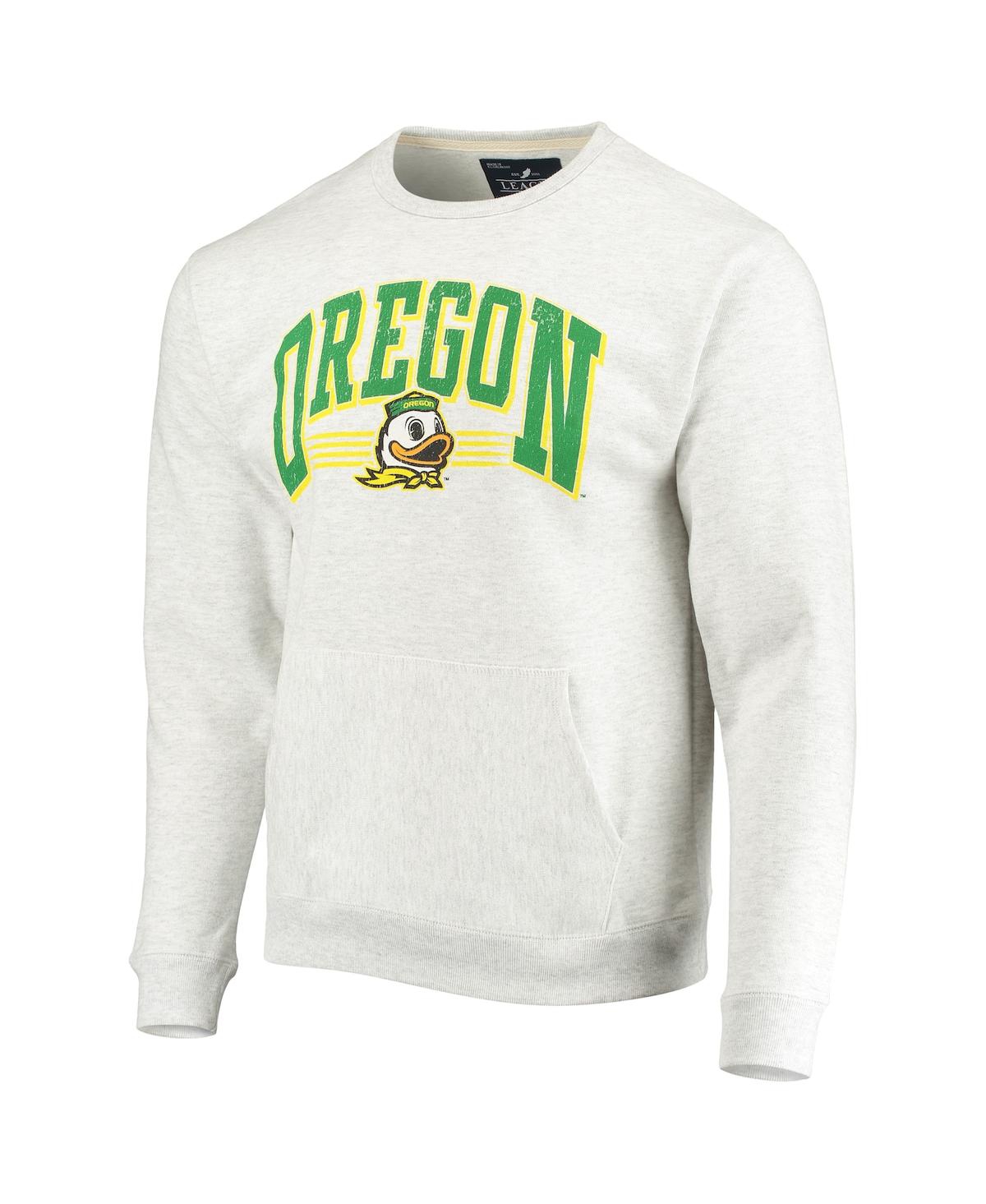 Shop League Collegiate Wear Men's  Heathered Gray Oregon Ducks Upperclassman Pocket Pullover Sweatshirt