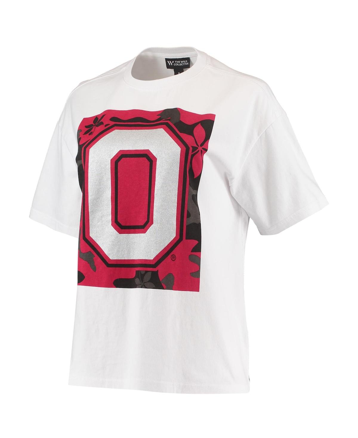 Shop The Wild Collective Women's  White Ohio State Buckeyes Camo Boxy Graphic T-shirt
