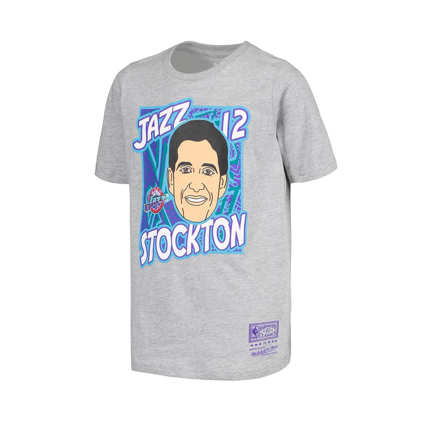 Big Boys John Stockton Gray Utah Jazz Hardwood Classics King of the Court Player T-shirt