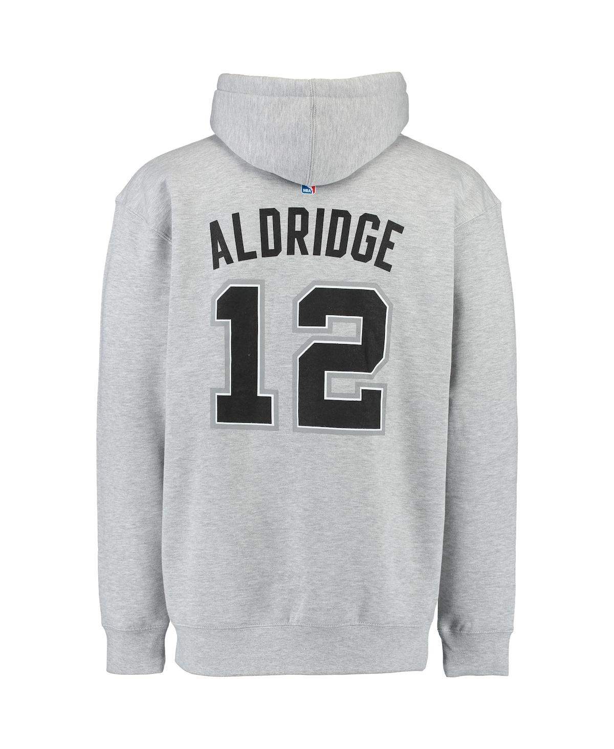 Shop Adidas Originals Men's Adidas Lamarcus Aldridge Gray San Antonio Spurs Name And Number Pullover Hoodie