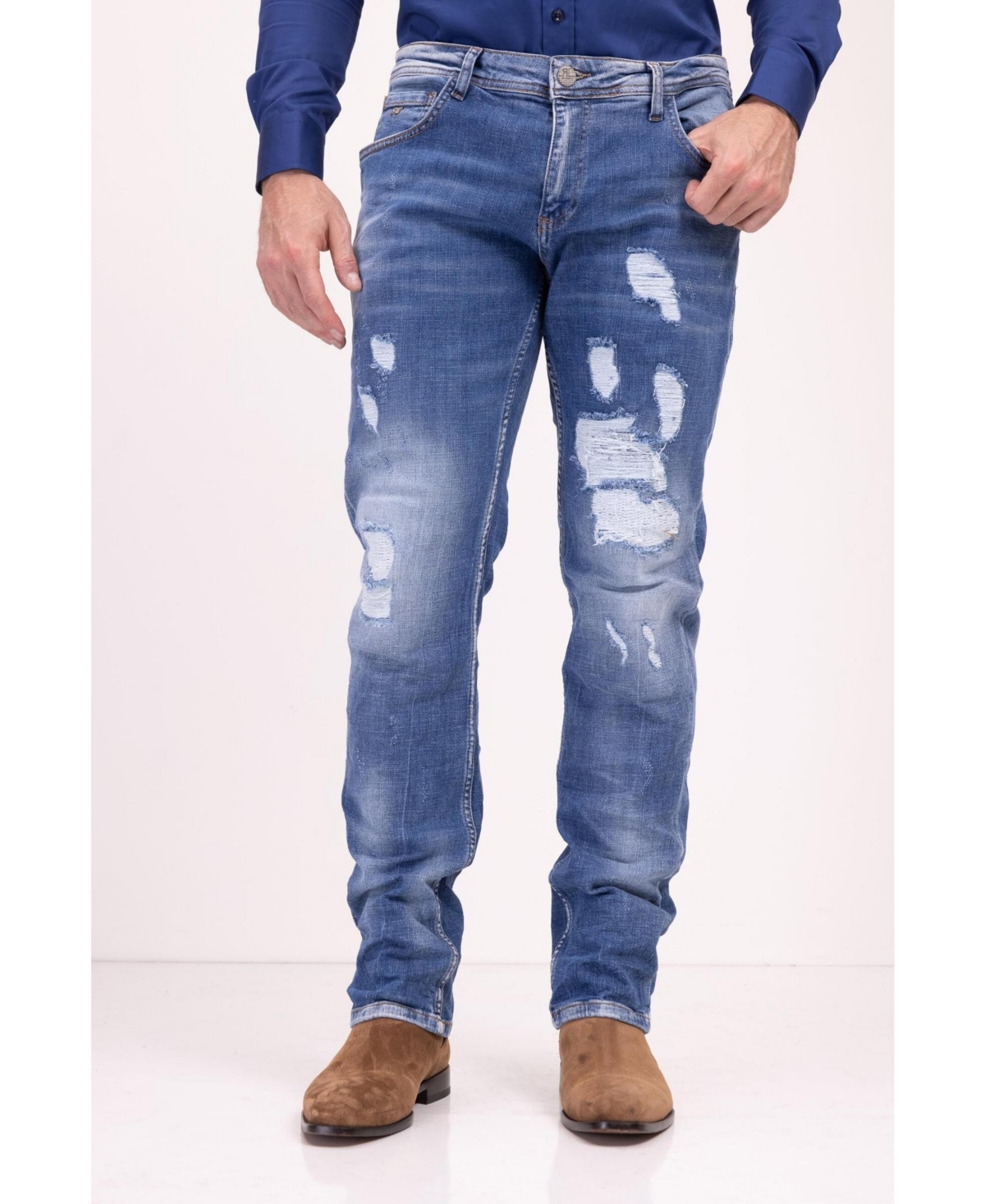 Shop Ron Tomson Men's Modern Sanded Denim Jeans In Indigo