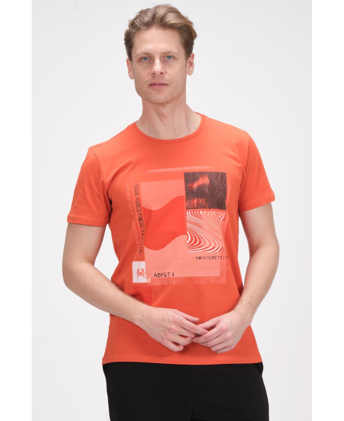 Ron Tomson Men's Modern Print Fitted Admission T-shirt