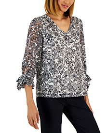 Women's Paisley-Print Lace Top, Created for Macy's