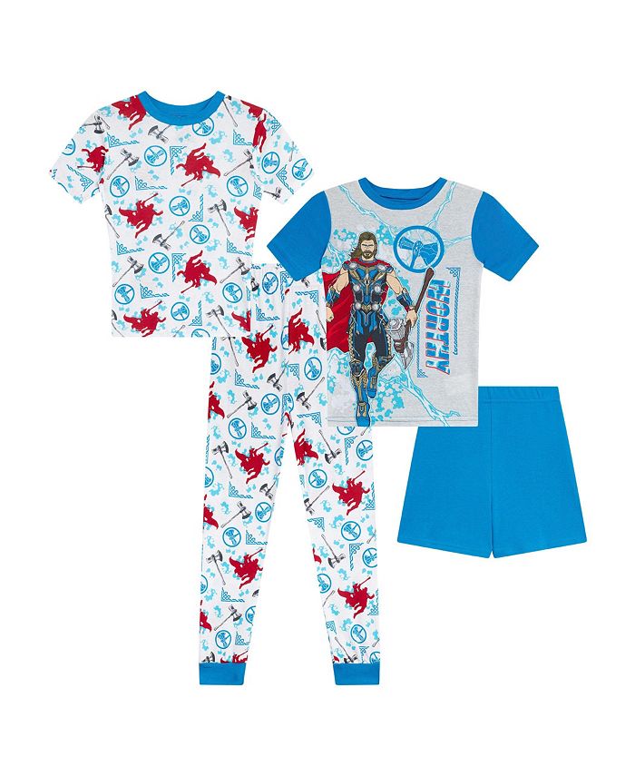 Little Boys T shirts Pajama and Shorts 4 Piece Set
