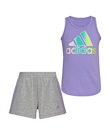 Toddler Girls Sleeveless Tank and French Terry Shorts Set, 2 Piece