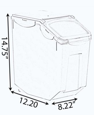 Large Plastic Storage Food Holder Containers with a Measuring Cup and Wheels, Set of 3
