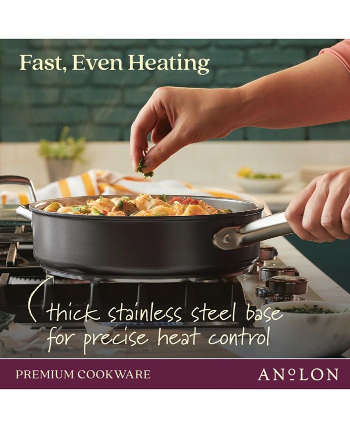 Anolon Accolade HardAnodized Nonstick Cookware Set, 10Piece, Moonstone Macy's