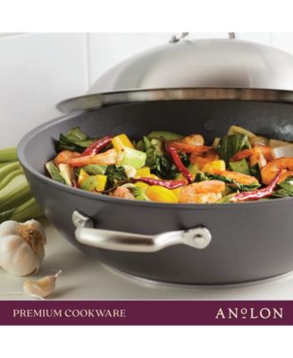 Accolade Forged Hard-Anodized Nonstick Wok with Lid, 13.5-Inch, Moonstone