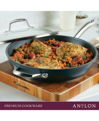 Accolade Forged Hard-Anodized Nonstick Deep Frying Pan with Lid, 12-Inch, Moonstone