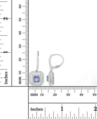 Cubic Zirconia Halo Cluster Leverback Drop Earrings in Sterling Silver