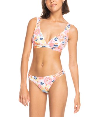 Roxy Juniors Beach Classics Printed Bikini Top Hipster Bottoms Women's Swimsuit