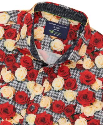 Men's Slim Fit Non-Iron Floral-Print Performance Stretch Dress Shirt